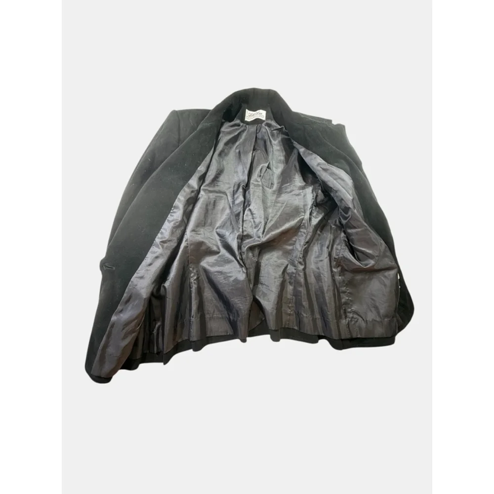 Lilli Ann Collections Retro Black Ultrasuede Blazer & Skirt Suit M